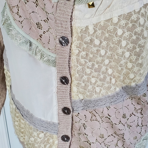 Taupe Cream Mixed Media Sweater Cardigan from Buckle Small NWOT - Picture 14 of 15